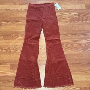 Cotton Candy LA Bell Bottom Pants, Burnt Rose, Small